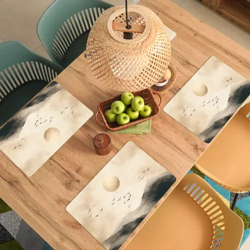 Landschap - Japandi - vogel Placemat vinyl groot -zzsfeer5_Kitchenyeah-website
