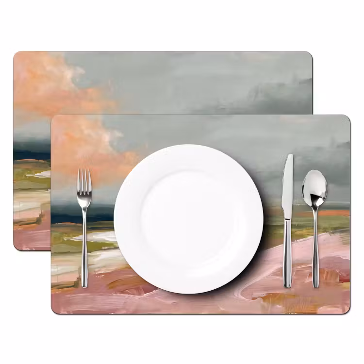 Landschap - Rivier - Abstract - Roze - Groen Placemat vinyl groot -zzsfeer2_Kitchenyeah-website