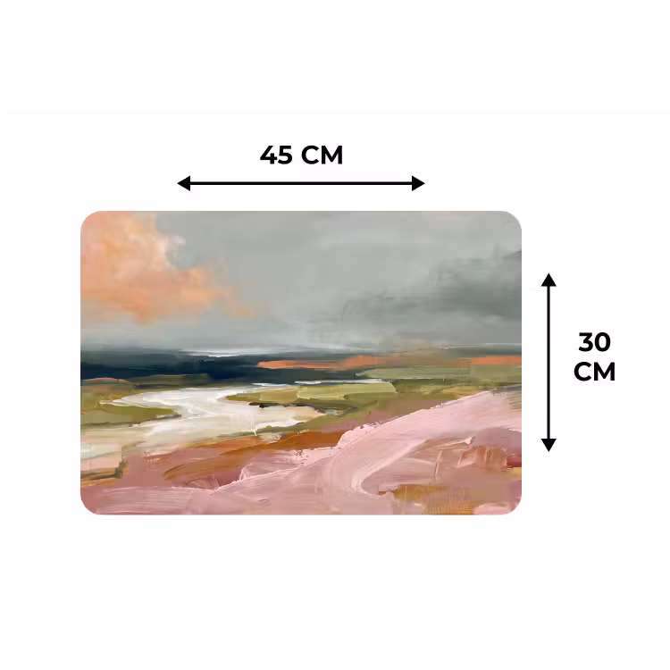 Landschap - Rivier - Abstract - Roze - Groen Placemat vinyl groot -specs