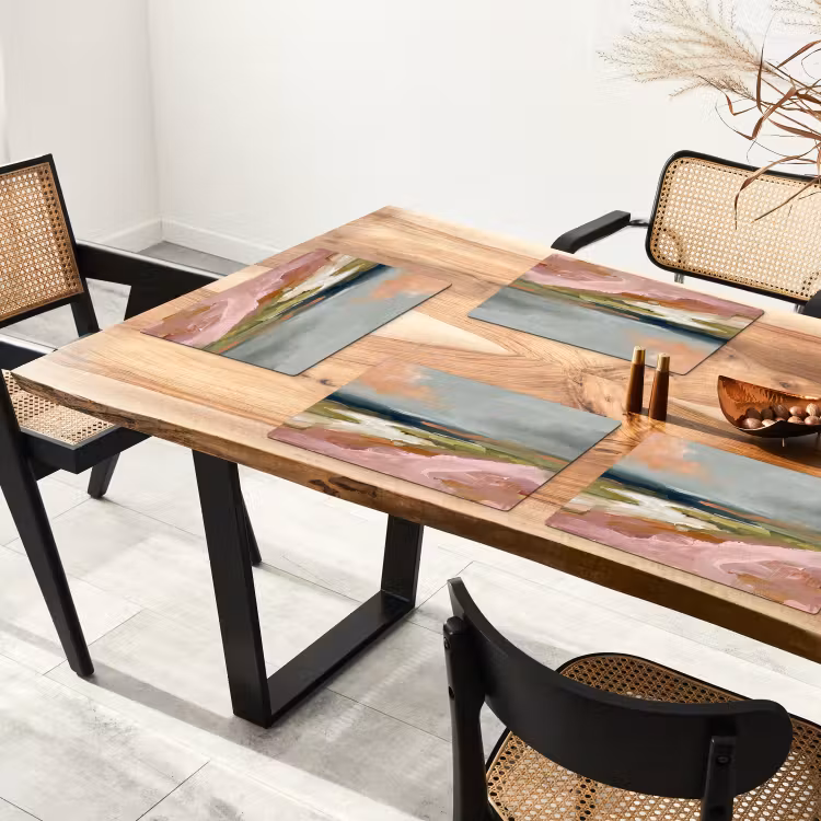 Landschap - Rivier - Abstract - Roze - Groen Placemat vinyl groot -zzsfeer4_Kitchenyeah-website
