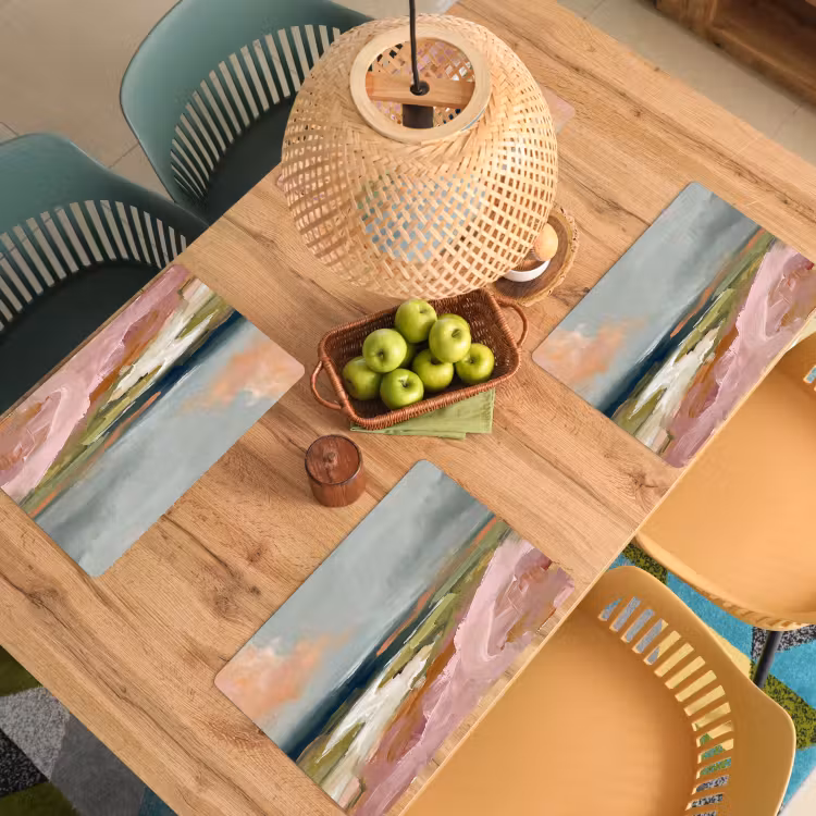 Landschap - Rivier - Abstract - Roze - Groen Placemat vinyl groot -zzsfeer5_Kitchenyeah-website