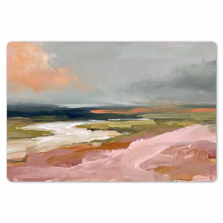 Landschap - Rivier - Abstract - Roze - Groen Placemat vinyl groot -zzsfeer1_Kitchenyeah-website