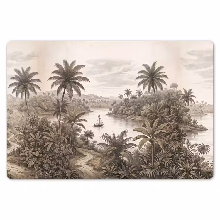 Landschap - Rivier - Boot - Tropisch - Vintage Placemat vinyl groot -zzsfeer1_Kitchenyeah-website