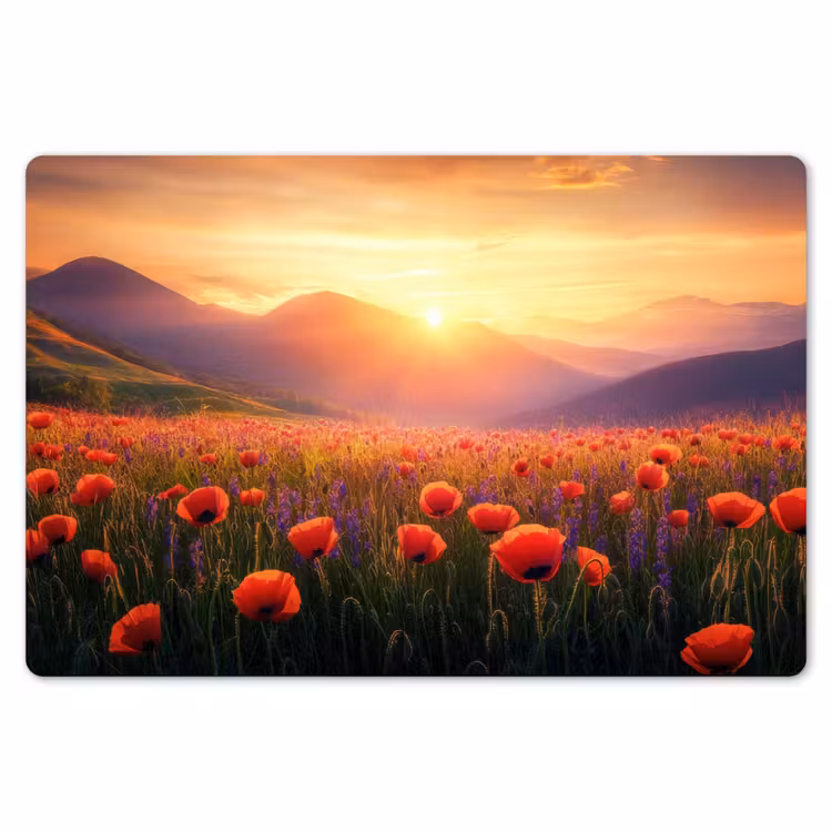 Landschap - Zonsondergang - Bloemenveld Placemat vinyl groot -zzsfeer1_Kitchenyeah-website