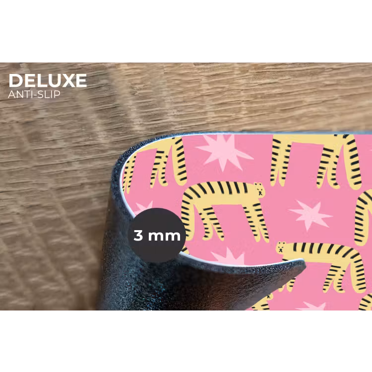 Langbenige -Tijgerkatten - Roze - Sterren Placemat vinyl groot 368 -closeup
