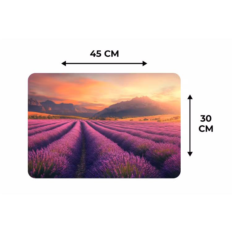 Lavendelveld - Zonsondergang - Paars Placemat vinyl groot -specs