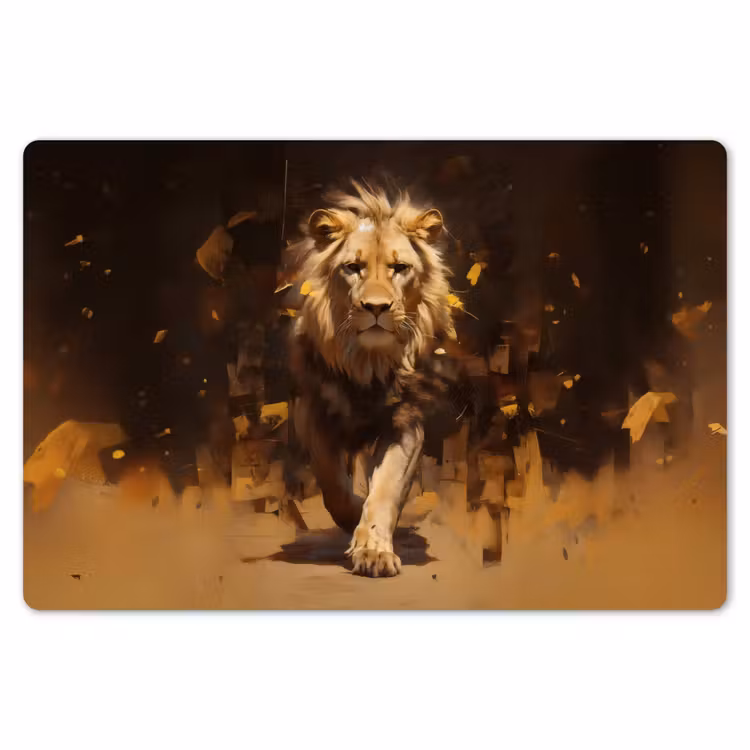 Leeuw - Geschilderd - Abstract - Goud Placemat vinyl groot -zzsfeer1_Kitchenyeah-website