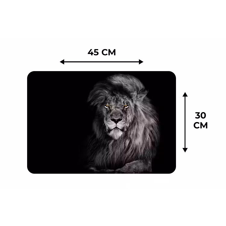 Leeuw - Ogen - Oranje - Zwart wit - Dieren - Portret Placemat vinyl groot -specs