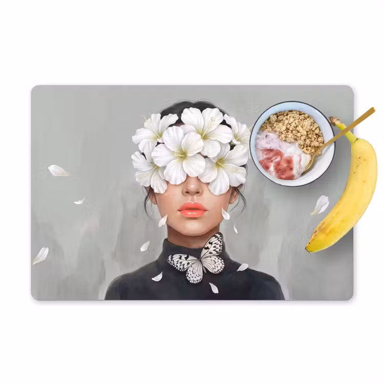 Lelies - Portret - Wit Placemat vinyl groot -zzzproduct_Kitchenyeah-website