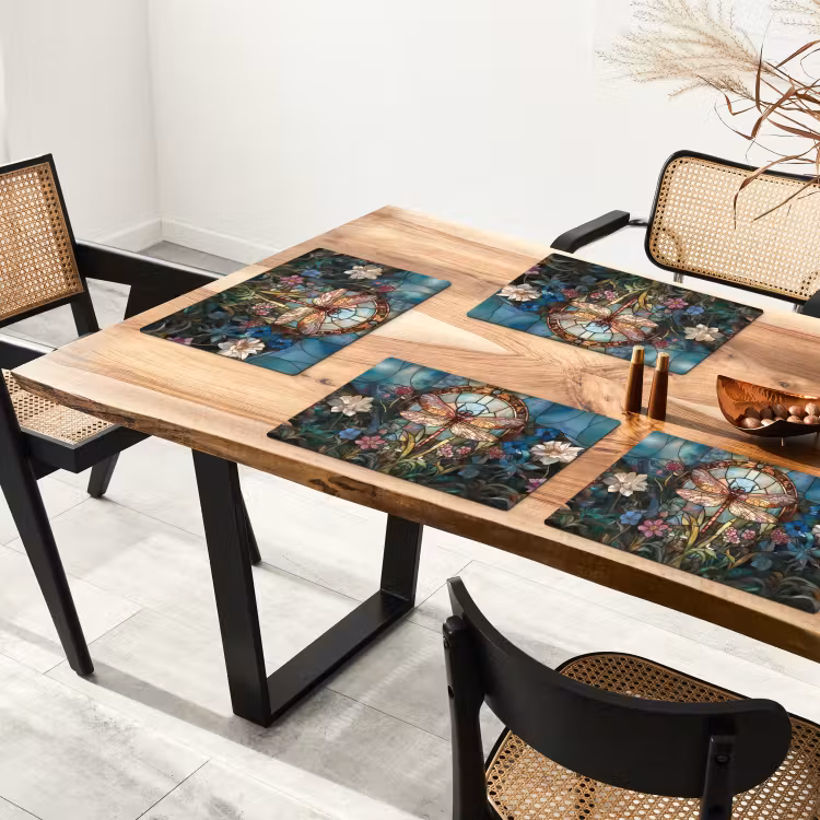 Libelle - Mozaïek - Bloemen - Kleurrijk Placemat vinyl groot -zzsfeer4_Kitchenyeah-website