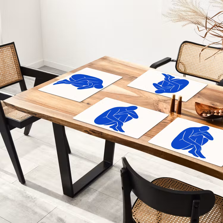 Lichaam - Abstract - Blauw Placemat vinyl groot -zzsfeer4_Kitchenyeah-website