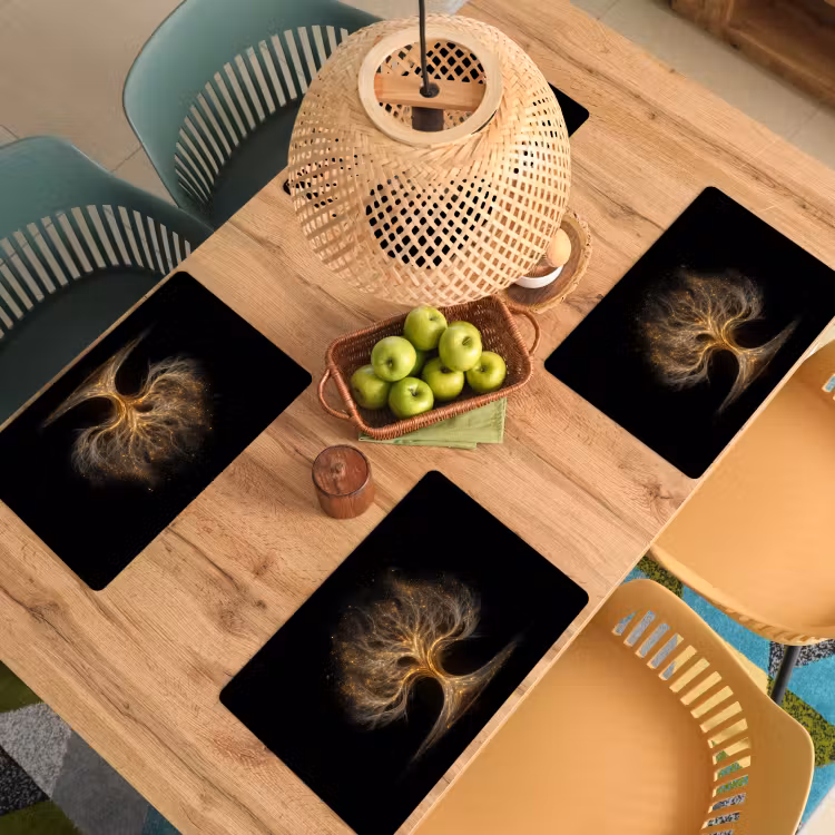 Lichtjes - Boom - Abstract - Zwart Placemat vinyl groot -zzsfeer5_Kitchenyeah-website