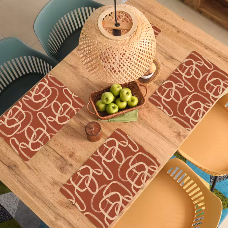 Lijnen - Abstract - Organisch - Terracotta - Crème Placemat vinyl groot 368 -zzsfeer5_Kitchenyeah-website