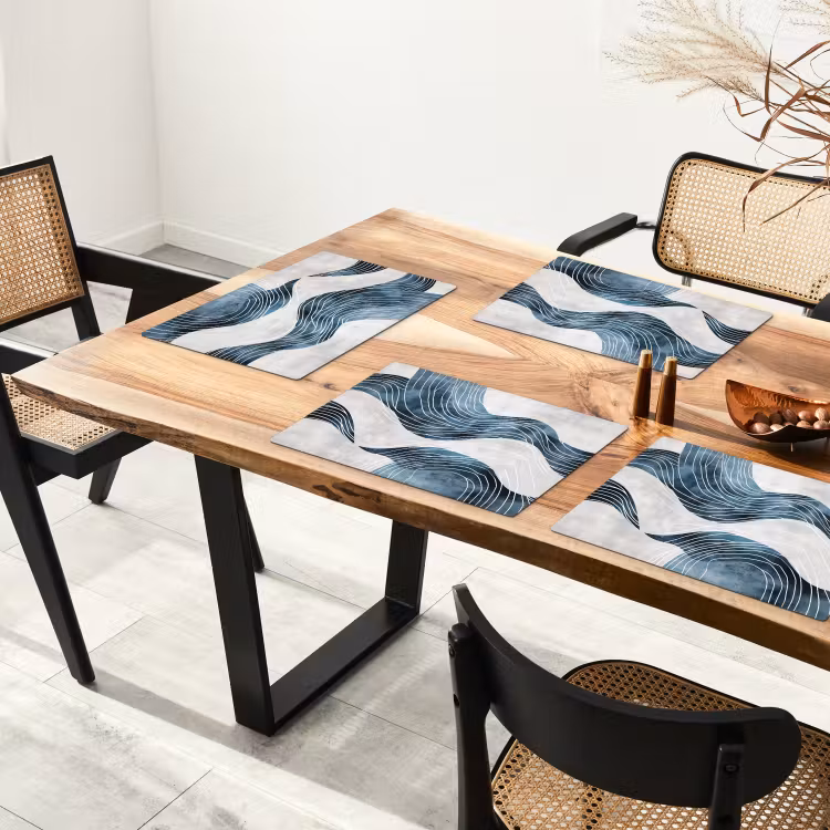 Lijnen - Golven - Abstract - Blauw Placemat vinyl groot -zzsfeer4_Kitchenyeah-website