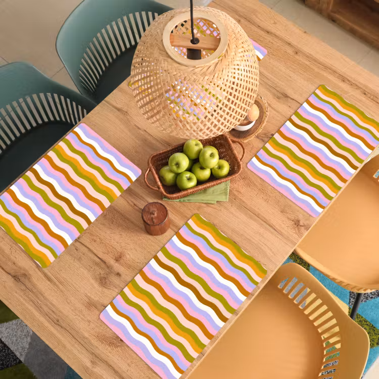 lijnen - Golven - Pastelkleuren - Patroon Placemat vinyl groot -zzsfeer5_Kitchenyeah-website