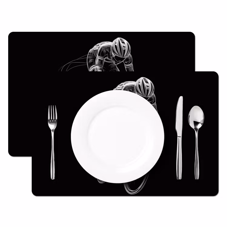 Lijntekening - Wit - Wielrennen - Snelheid Placemat vinyl groot -zzsfeer2_Kitchenyeah-website