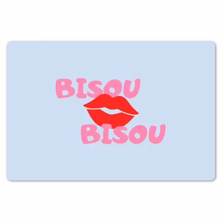 Lippen - Bisou - Blauw Placemat vinyl groot -zzsfeer1_Kitchenyeah-website