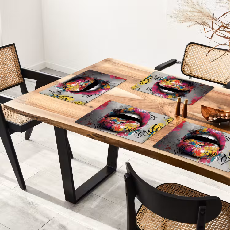 Lippen - Graffiti - Expressief Placemat vinyl groot -zzsfeer4_Kitchenyeah-website
