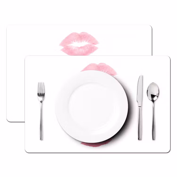 Lippen - Kusafdruk - Roze - Modern - Abstract Placemat vinyl groot -zzsfeer2_Kitchenyeah-website
