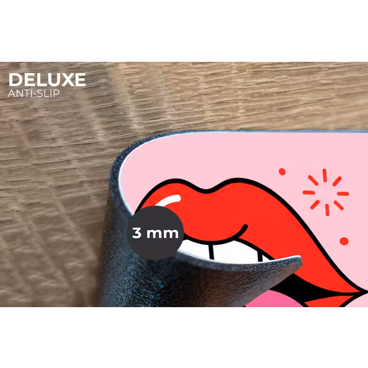 Lippen - Tong - Pop-art - Kleurrijk - Roze Placemat vinyl groot -closeup