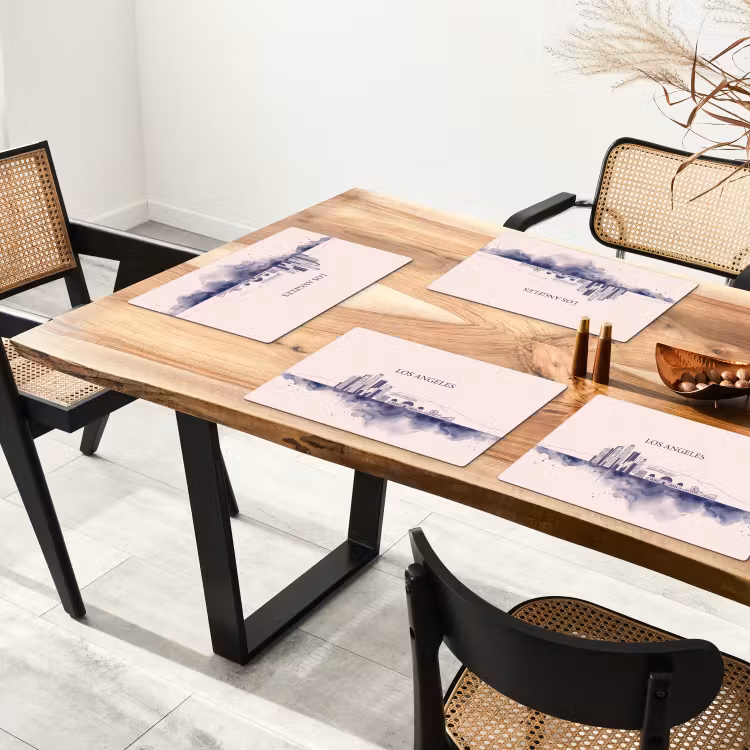 Los Angeles - Skyline - Architectuur - Aquarel - Blauw Placemat vinyl groot -zzsfeer4_Kitchenyeah-website