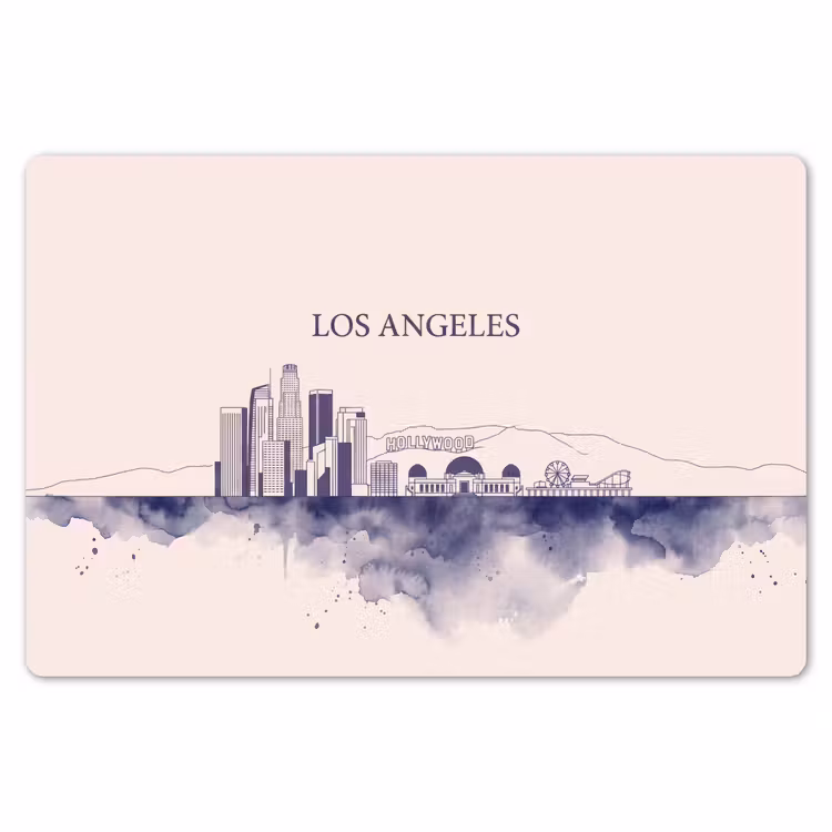 Los Angeles - Skyline - Architectuur - Aquarel - Blauw Placemat vinyl groot -zzsfeer1_Kitchenyeah-website