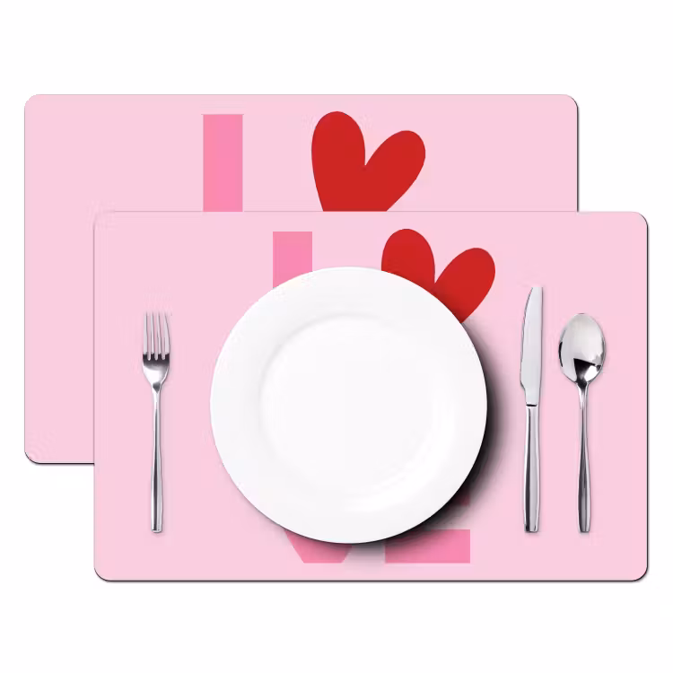 Love - Roze - Hart - Valentijn Placemat vinyl groot -zzsfeer2_Kitchenyeah-website