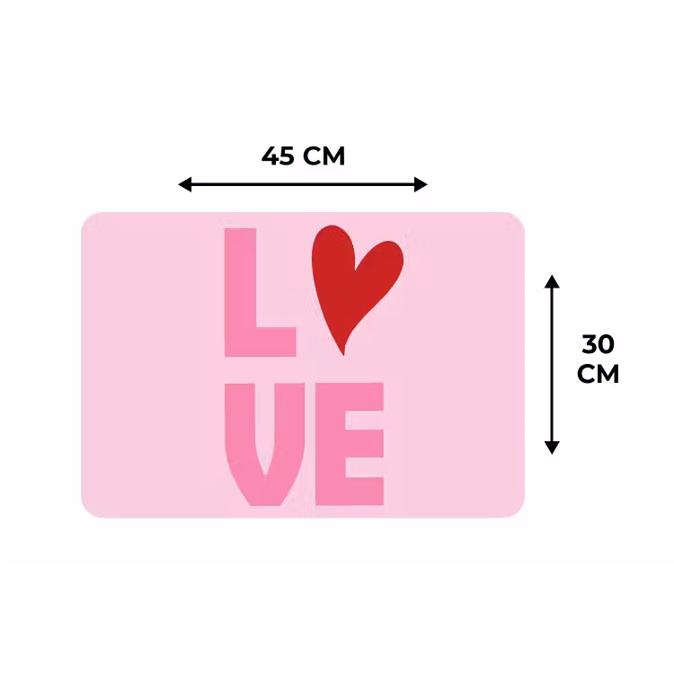Love - Roze - Hart - Valentijn Placemat vinyl groot -specs