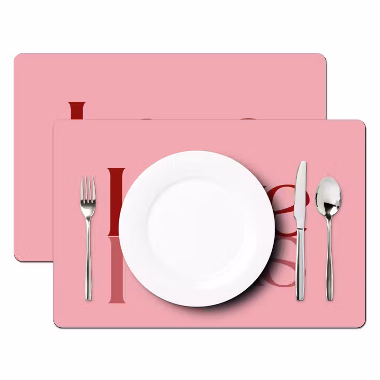 Love - Roze - Spiegeling Placemat vinyl groot -zzsfeer2_Kitchenyeah-website