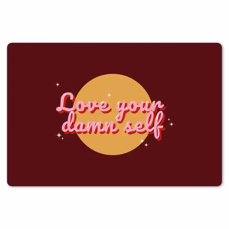 love your damn self - Cirkel - Glitter - Rood Placemat vinyl groot -zzsfeer1_Kitchenyeah-website