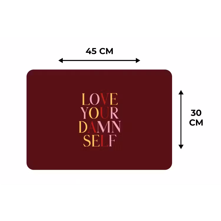 Love your damn self - Kleurrijk - Bordeaux Placemat vinyl groot -specs