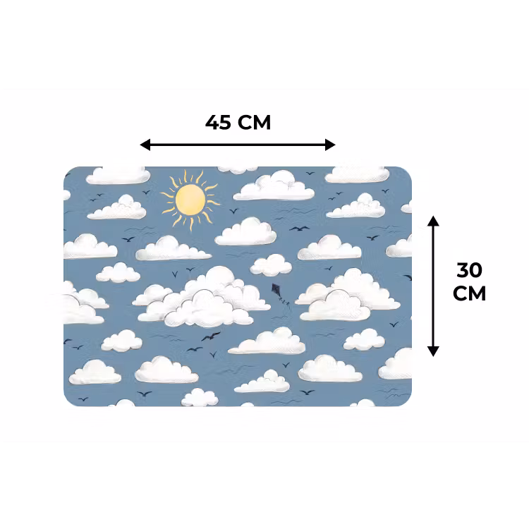 Lucht - Zon - Wolken - Natuur - Blauw Placemat vinyl groot -specs