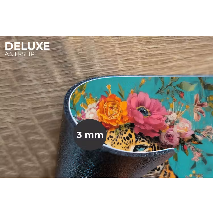 Luipaard - Bloemen - Kroon Placemat vinyl groot -closeup