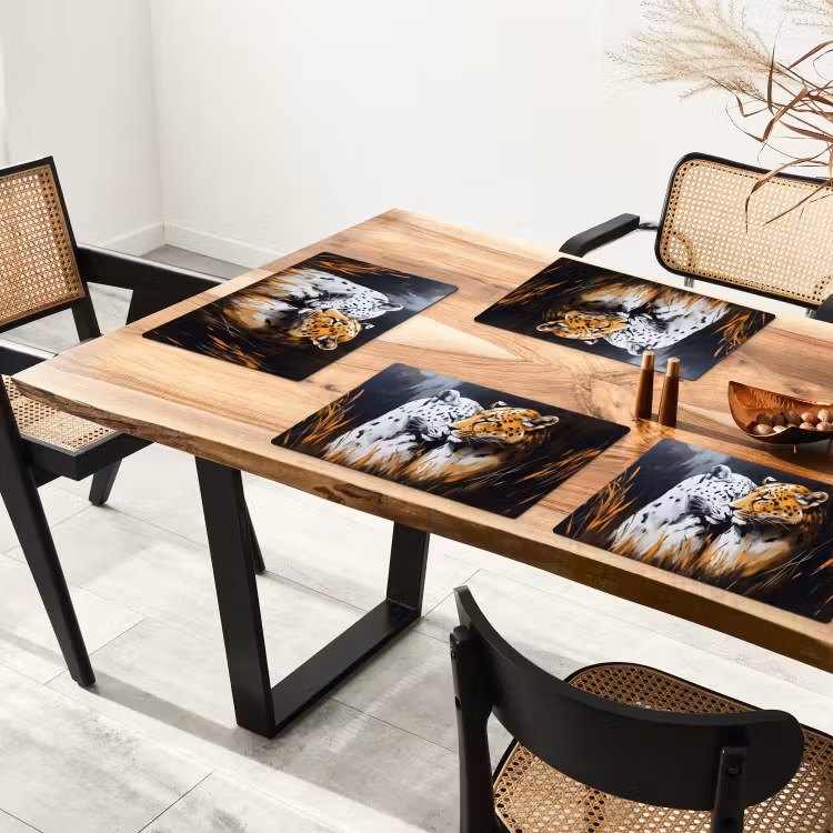Luipaard - Oranje - Wit - Gras Placemat vinyl groot -zzsfeer4_Kitchenyeah-website