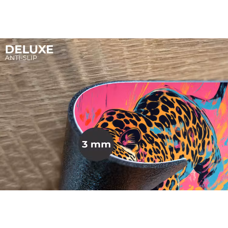 Luipaard - Roze - Oranje - Blauw - Verf Placemat vinyl groot -closeup