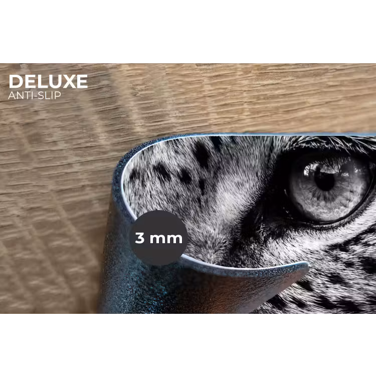 Luipaard - Zwart - Wit - Oog Placemat vinyl groot -closeup