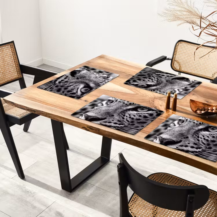 Luipaard - Zwart - Wit - Oog Placemat vinyl groot -zzsfeer4_Kitchenyeah-website