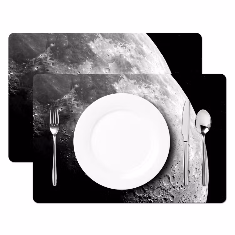 Placemat - 6 stuks - Maan - Kraters - Ruimte - Maan - Kraters - Ruimte Placemat vinyl groot