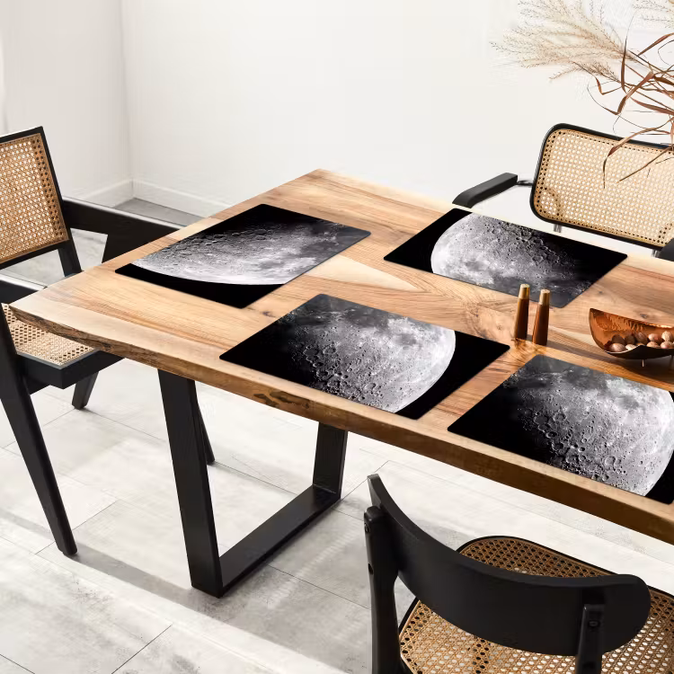 Placemat - 6 stuks - Maan - Kraters - Ruimte - Maan - Kraters - Ruimte Placemat vinyl groot