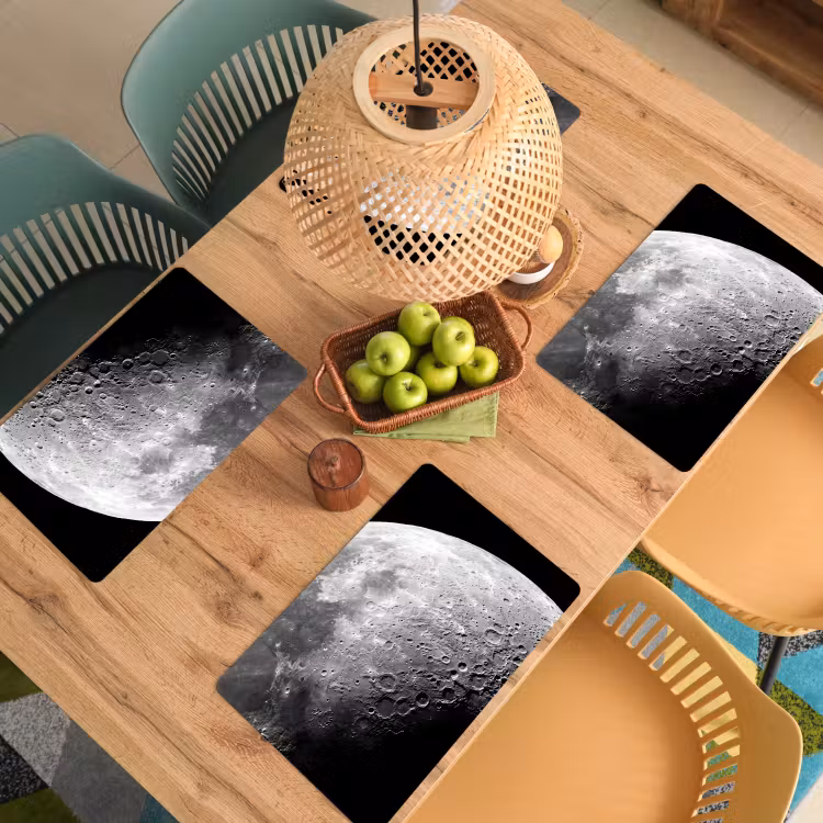 Placemat - 6 stuks - Maan - Kraters - Ruimte - Maan - Kraters - Ruimte Placemat vinyl groot