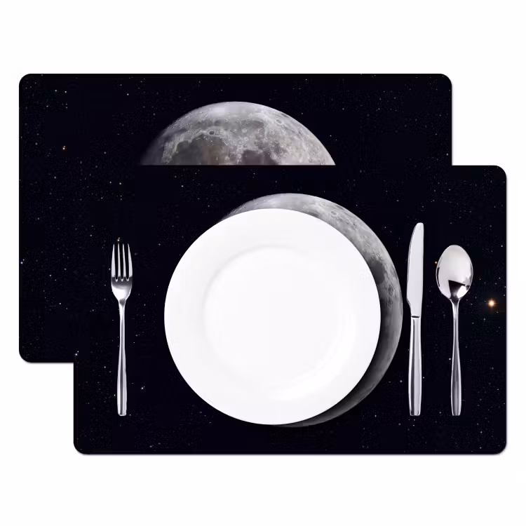 Placemat - 6 stuks - Maan - Sterren - Ruimte - Maan - Sterren - Ruimte Placemat vinyl groot
