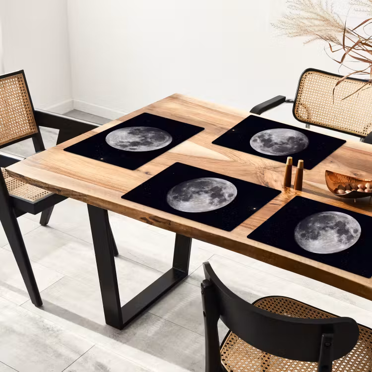 Placemat - 6 stuks - Maan - Sterren - Ruimte - Maan - Sterren - Ruimte Placemat vinyl groot