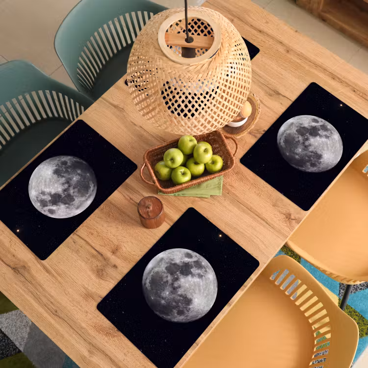 Placemat - 6 stuks - Maan - Sterren - Ruimte - Maan - Sterren - Ruimte Placemat vinyl groot