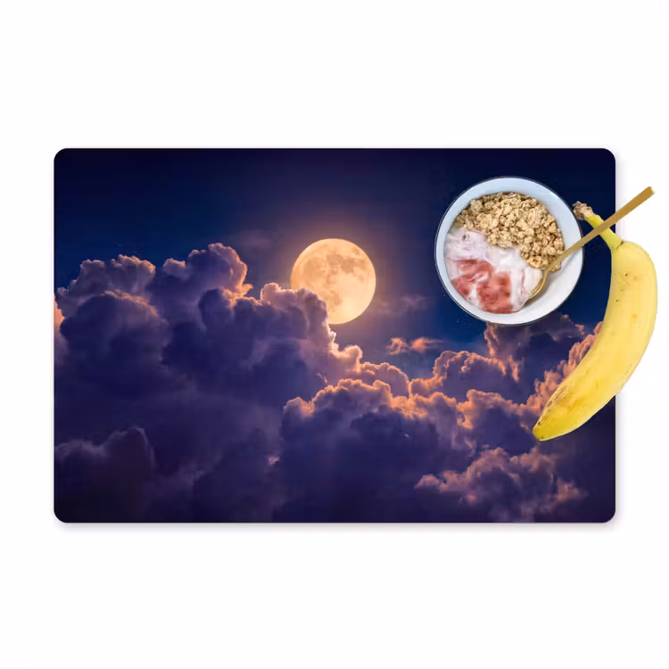 Maan - Wolken - Nacht - Oranje Placemat vinyl groot -zzzproduct_Kitchenyeah-website