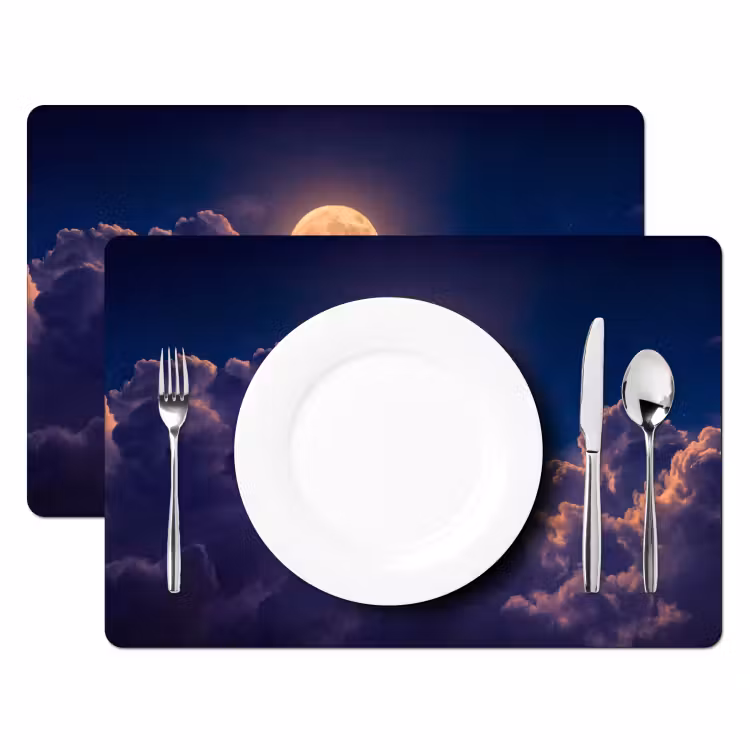 Maan - Wolken - Nacht - Oranje Placemat vinyl groot -zzsfeer2_Kitchenyeah-website