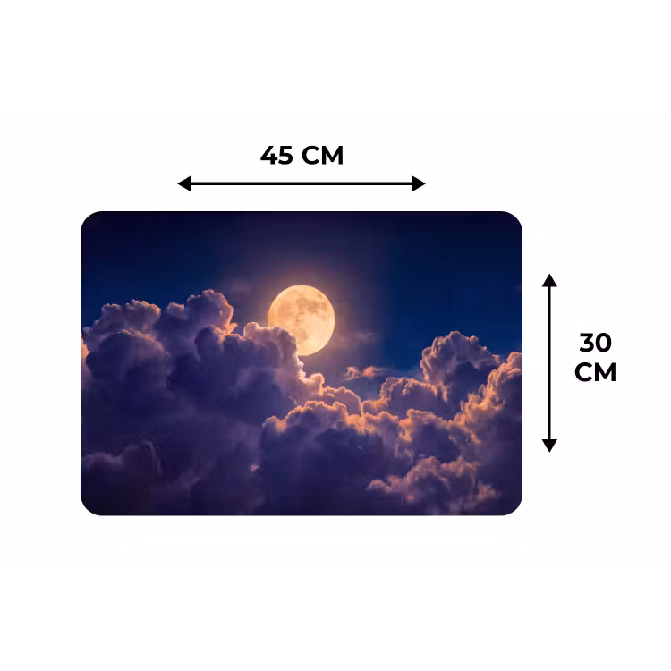 Maan - Wolken - Nacht - Oranje Placemat vinyl groot -specs