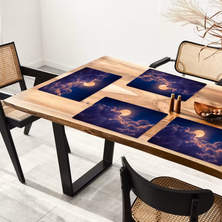 Maan - Wolken - Nacht - Oranje Placemat vinyl groot -zzsfeer4_Kitchenyeah-website
