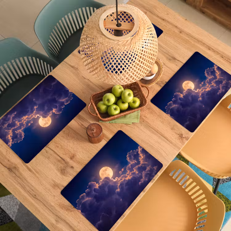 Maan - Wolken - Nacht - Oranje Placemat vinyl groot -zzsfeer5_Kitchenyeah-website