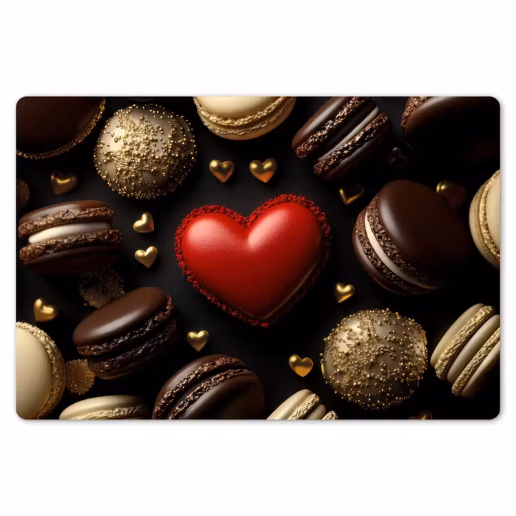 Macarons - Rood - Hart Placemat vinyl groot -zzsfeer1_Kitchenyeah-website