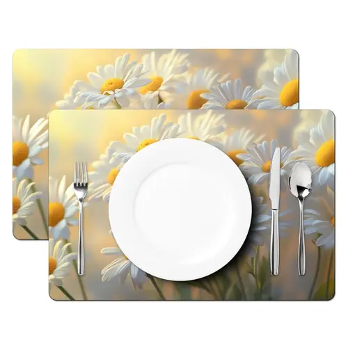 Madeliefjes - Wit - Zonlicht Placemat vinyl groot -zzsfeer2_Kitchenyeah-website